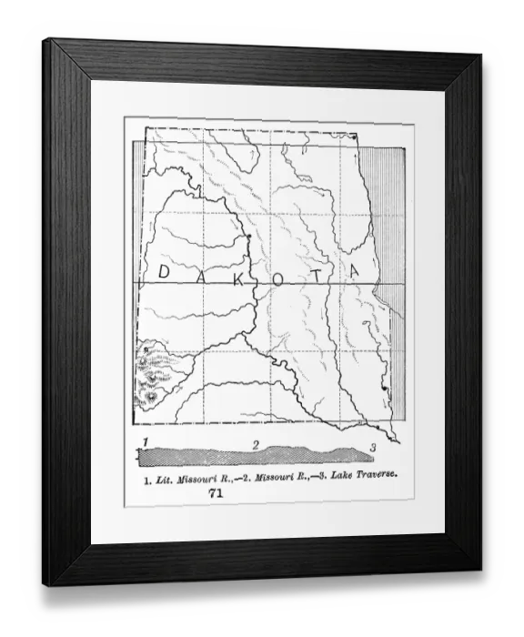 Framed Print : Dakota state map 1886 Framed Print : Dakota state map 1886