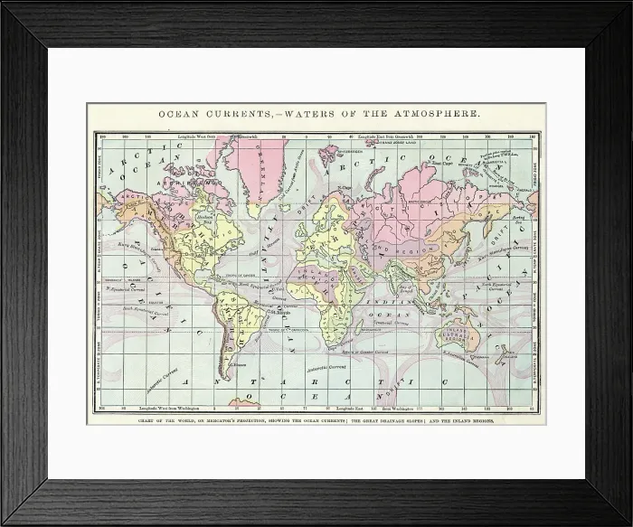 Framed Print : Map of the World 1886 Framed Print : Map of the World 1886