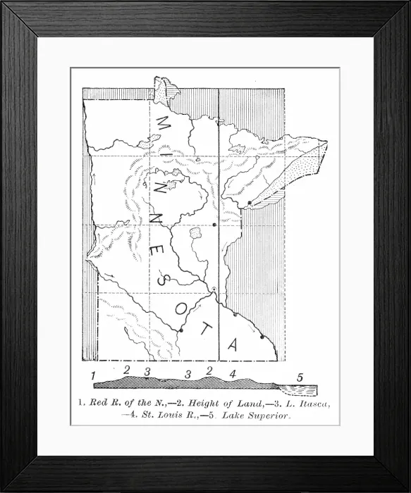 Framed Print : Minnesota state map 1886