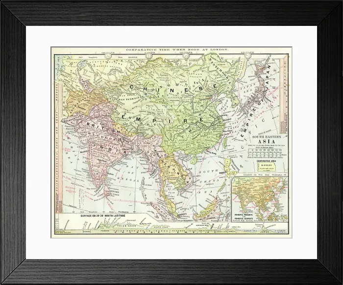 Framed Print : Map of Asia 1886 Framed Print : Map of Asia 1886