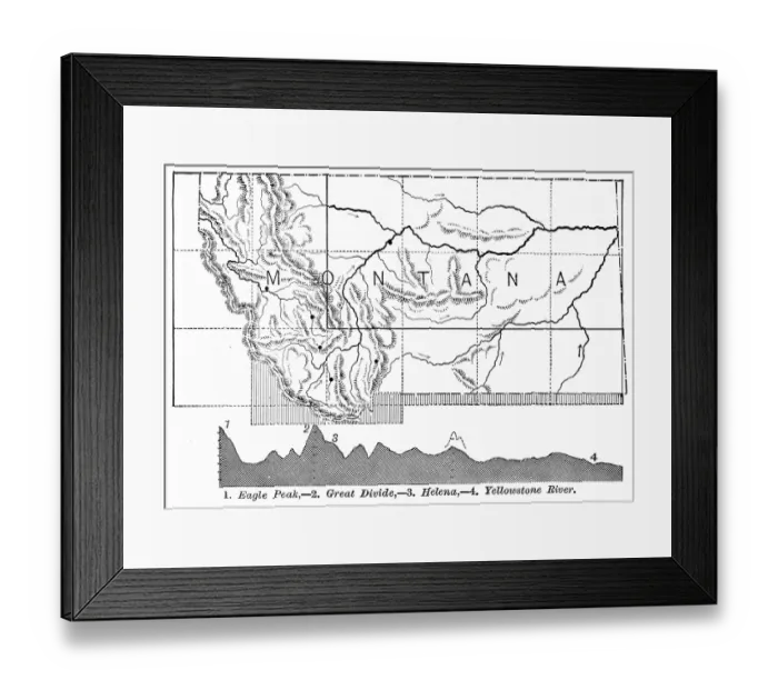 Framed Print : Montana state map 1886 Framed Print : Montana state map 1886