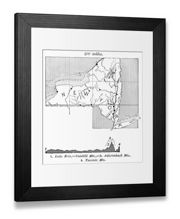 Framed Print : New York state map 1886 Framed Print : New York state map 1886