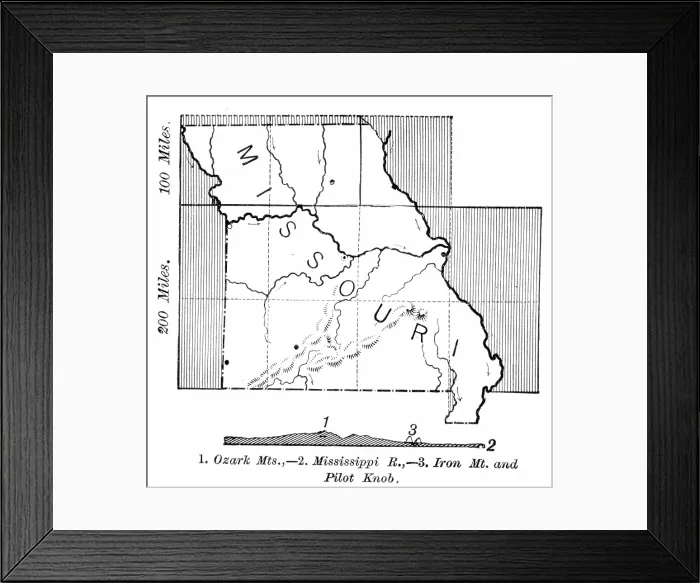 Framed Print : Missouri state map 1886 Framed Print : Missouri state map 1886