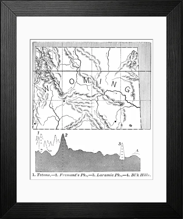 Framed Print : Wyoming state map 1886 Framed Print : Wyoming state map 1886