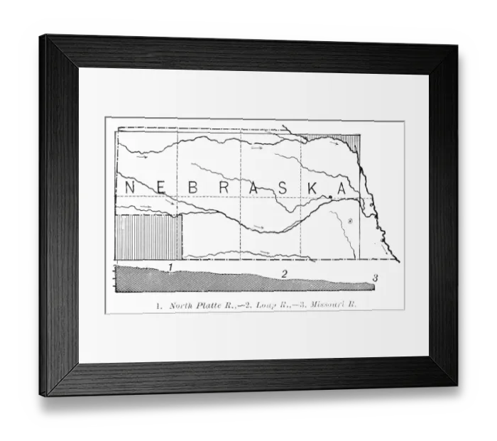 Framed Print : Nebraska state map 1886 Framed Print : Nebraska state map 1886