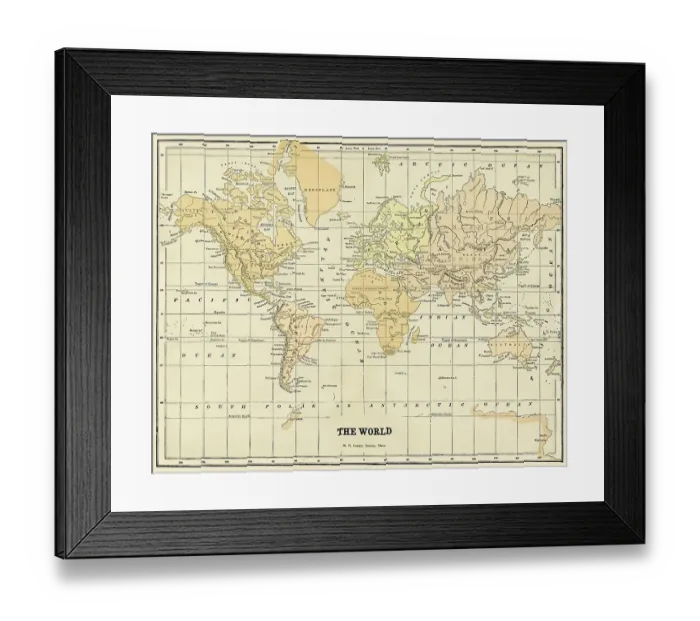 Framed Print : Map of the world 1886 Framed Print : Map of the world 1886