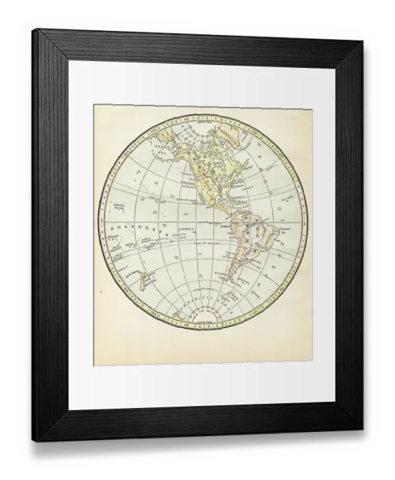 Framed Print : Map Western Hemisphere 1888