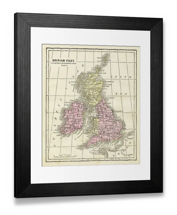 Framed Print : Map British Isles 1871 Framed Print : Map British Isles 1871