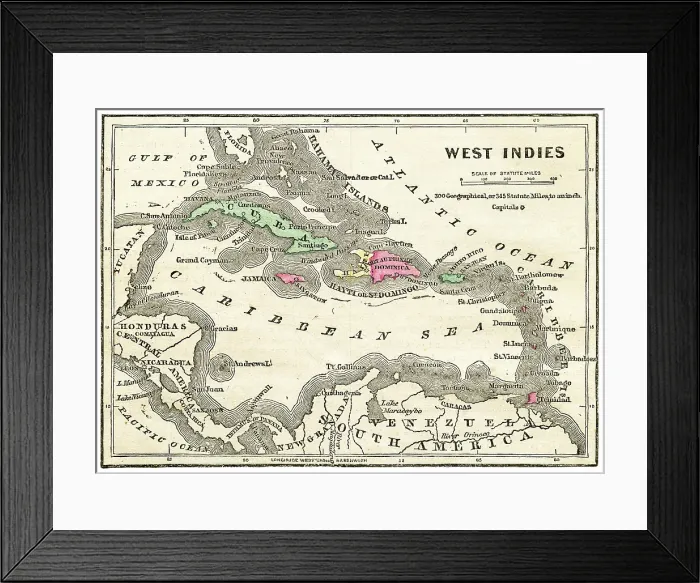 Framed Print : West Indies map of 1871 Framed Print : West Indies map of 1871