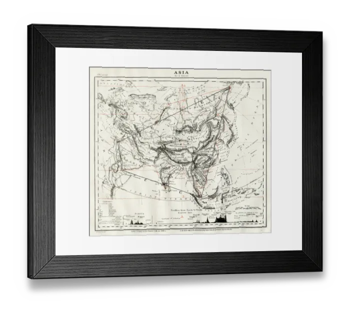 Framed Print : Map of Asia 1868 Framed Print : Map of Asia 1868