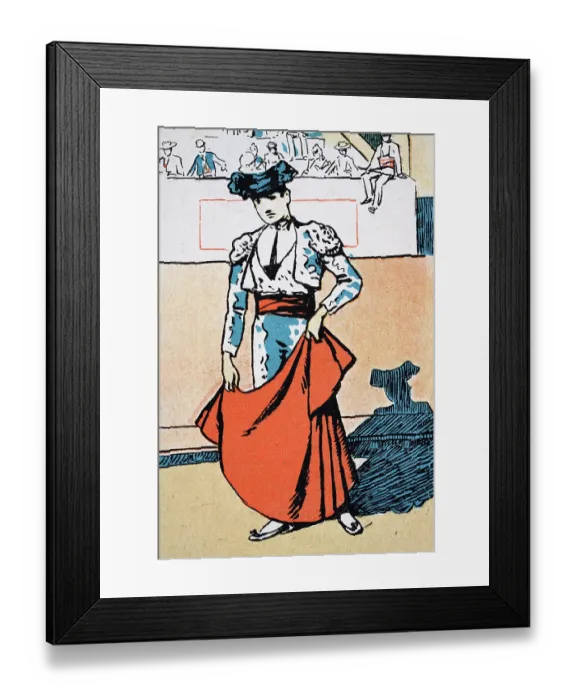 Framed Print : Spanish Matador holding a red cape, Bullfighter, Bull fighting, Spain, Jugendstil, Art Nouveau, 1890s Framed Print : Spanish Matador holding a red cape, Bullfighter, Bull fighting, Spain, Jugendstil, Art Nouveau, 1890s