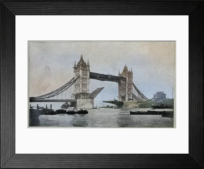 Framed Print : Tower Bridge over the River Thames in London, Victorian 19th Century, Vintage photograph Framed Print : Tower Bridge over the River Thames in London, Victorian 19th Century, Vintage photograph