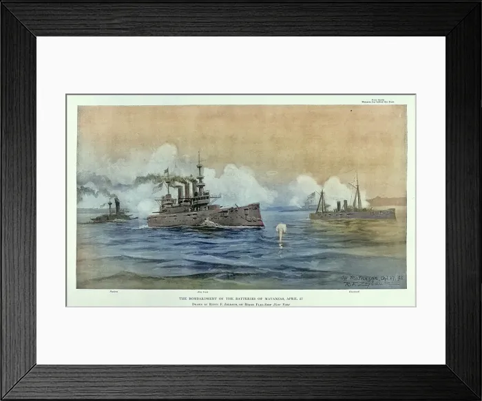 Framed Print : US Navy warships, USS New York, bombarded the defences at Matanzas, Cuba, Spanish-American War, Military History Framed Print : US Navy warships, USS New York, bombarded the defences at Matanzas, Cuba, Spanish-American War, Military History