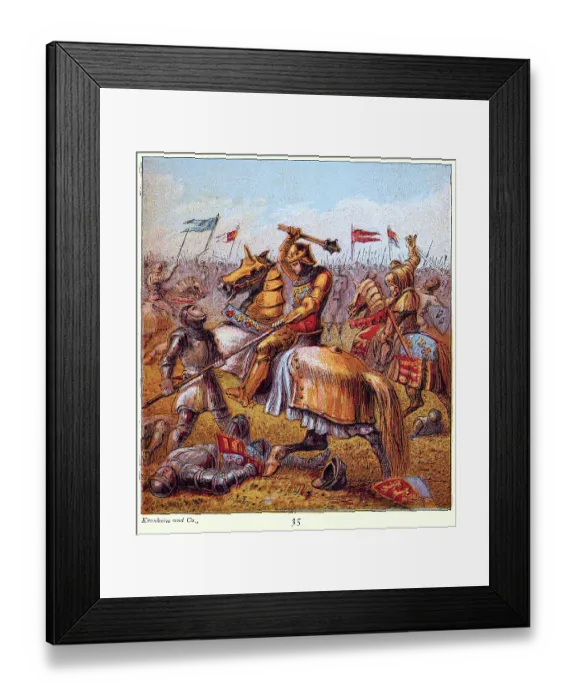 Framed Print : Battle during the Wars of the Roses, Knight on horseback armed with mace, attacking solider, Medieval English History Framed Print : Battle during the Wars of the Roses, Knight on horseback armed with mace, attacking solider, Medieval English History