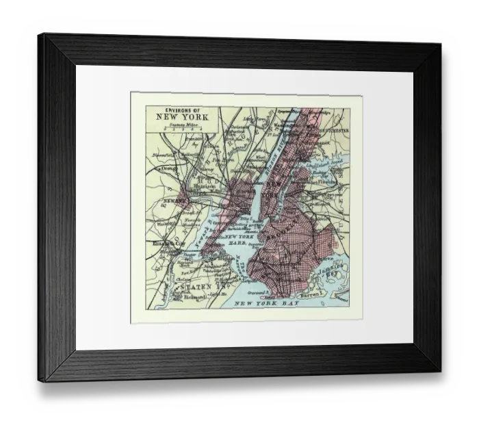 Framed Print : Old antique map of New York, Brooklyn, Harbour, USA, 1890s, 19th Century Framed Print : Old antique map of New York, Brooklyn, Harbour, USA, 1890s, 19th Century