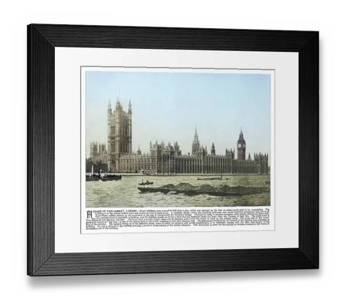 Framed Print : Engraving illustration of Palace of Westminster, Houses of Parliament in London, England