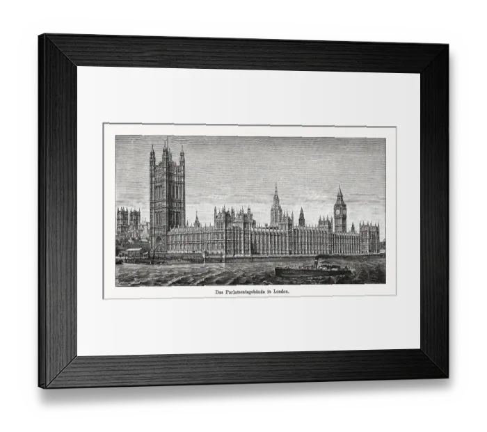 Framed Print : Houses of Parliament in London, England, UK, woodcut, published 1894 Framed Print : Houses of Parliament in London, England, UK, woodcut, published 1894