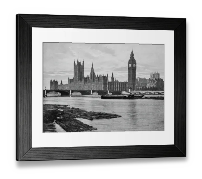 Framed Print : Antique black and white photograph of England and Wales: House of Parliament, London Framed Print : Antique black and white photograph of England and Wales: House of Parliament, London