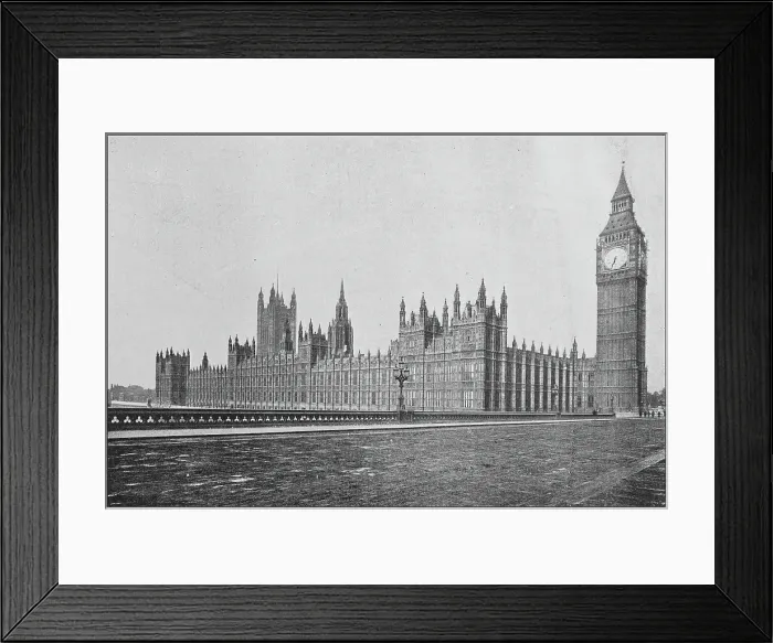 Framed Print : Antique photo: House of Parliament from Westminster bridge Framed Print : Antique photo: House of Parliament from Westminster bridge