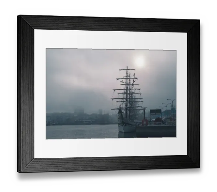 Framed Print : Tall Ship in A Coruña Harbour
