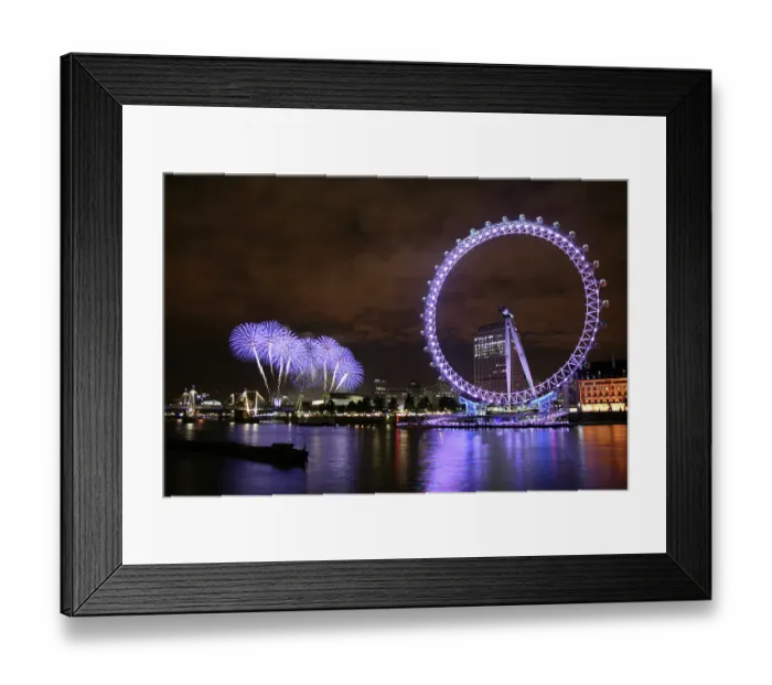 Framed Print : The London Eye at night with fireworks