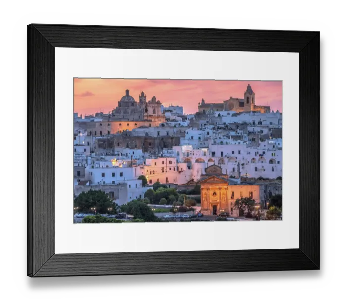 Framed Print : Ostuni old town at dusk, Brindisi, Apulia (Puglia), Italy Framed Print : Ostuni old town at dusk, Brindisi, Apulia (Puglia), Italy