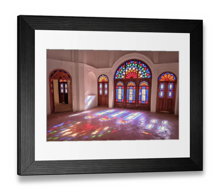 Framed Print : Stained glass windows, Tabatabaei House, Kashan, Isfahan Province, Iran Framed Print : Stained glass windows, Tabatabaei House, Kashan, Isfahan Province, Iran