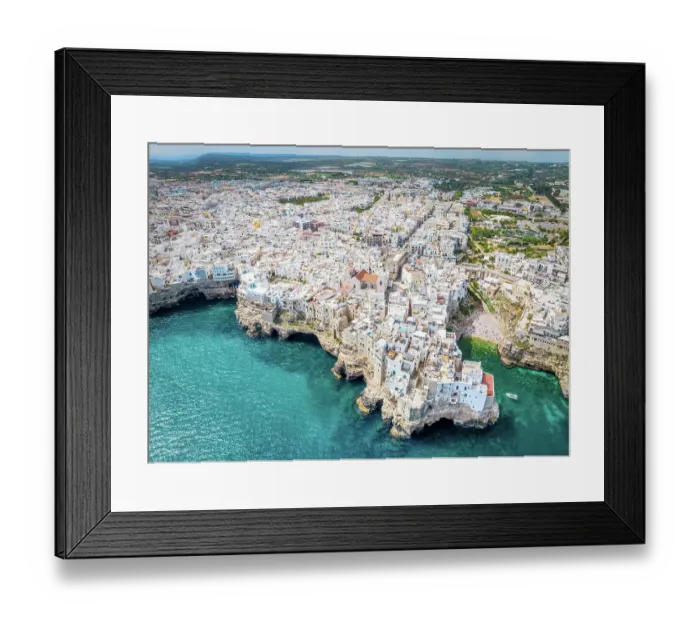 Framed Print : Areial view of Polignano a Mare, Bari, Apulia (Puglia), Italy Framed Print : Areial view of Polignano a Mare, Bari, Apulia (Puglia), Italy