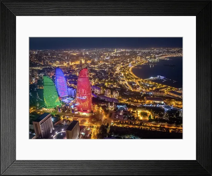 Framed Print : City Skyline At Night, Baku, Azerbaijan, South Caucasus, Eurasia Framed Print : City Skyline At Night, Baku, Azerbaijan, South Caucasus, Eurasia