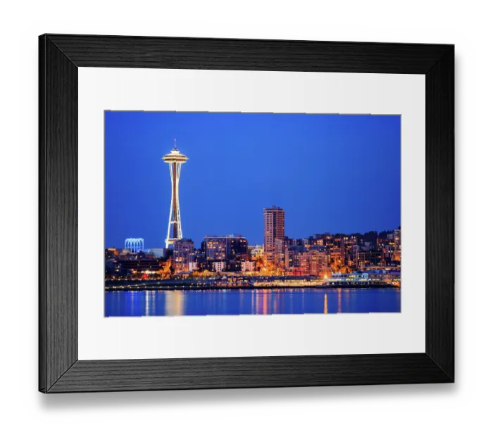 Framed Print : Downtown Seattle City skyline at night Framed Print : Downtown Seattle City skyline at night