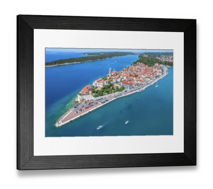 Framed Print : Aerial view of Rab old town, Rab island, Croatia Framed Print : Aerial view of Rab old town, Rab island, Croatia