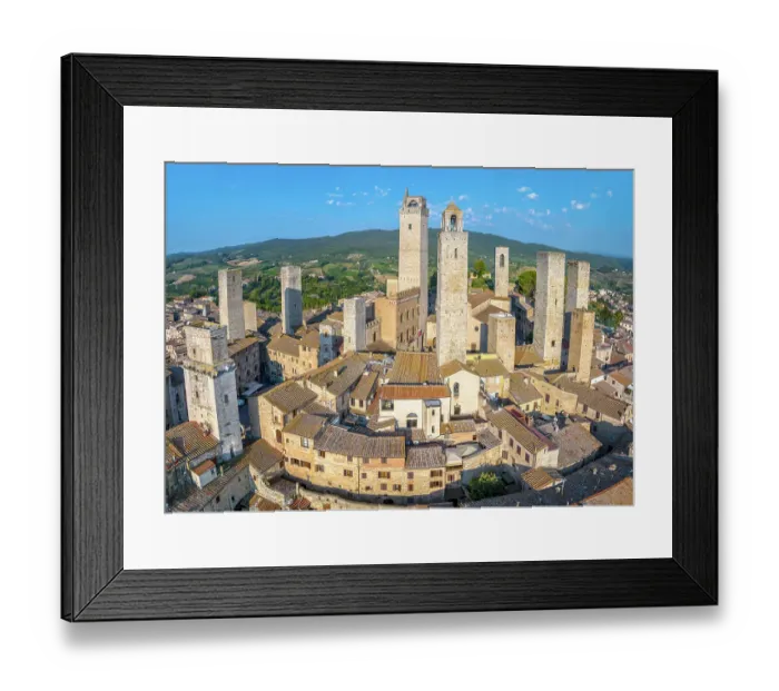 Framed Print : Aerial view of San Gimignano, Siena, Tuscany, Italy Framed Print : Aerial view of San Gimignano, Siena, Tuscany, Italy