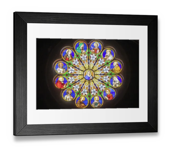 Framed Print : Stained glass window, Basilica di Santa Maria Sopra Minerva (Basilica of Saint Mary of Minerva), Rome, Italy