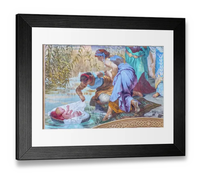 Framed Print : Fresco painting depicting the Finding of Moses, Dakovo Cathedral (Cathedral of St. Peter), Dakovo, Croatia Framed Print : Fresco painting depicting the Finding of Moses, Dakovo Cathedral (Cathedral of St. Peter), Dakovo, Croatia