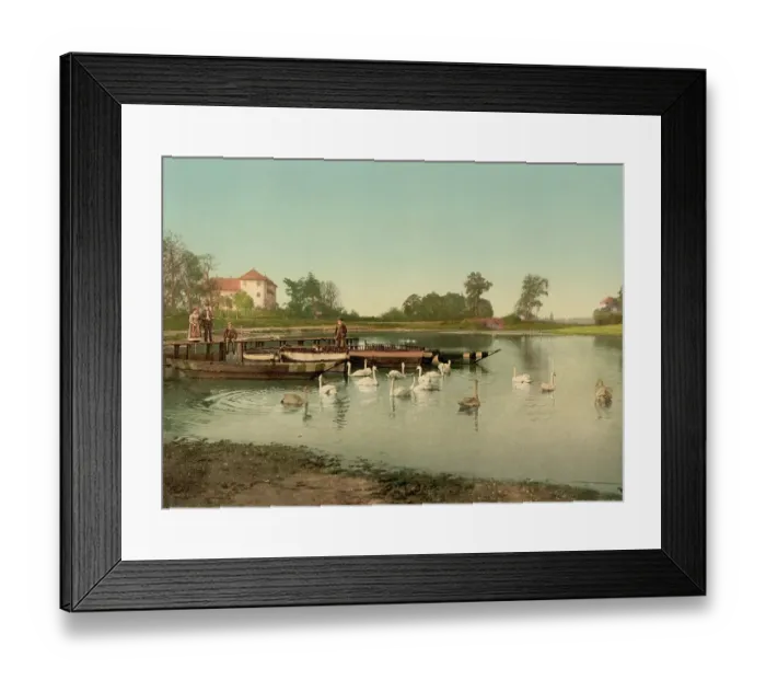 Framed Print : Woerlitzer See, Eichenkranz and Gondelplatz, Saxony-Anhalt, Germany, Historic, digitally restored reproduction of a photochrome print from the 1890s