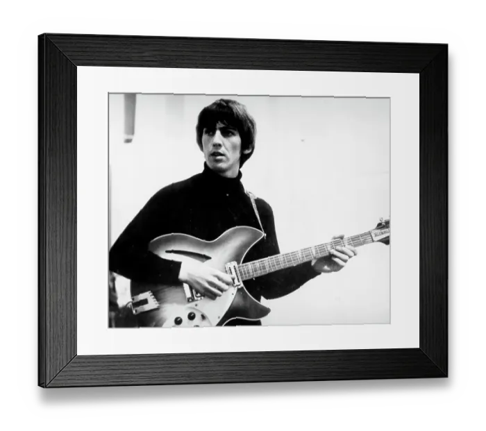 Framed Print : Recording. CIRCA 1965: Guitarist George Harrison of the rock Framed Print : Recording. CIRCA 1965: Guitarist George Harrison of the rock