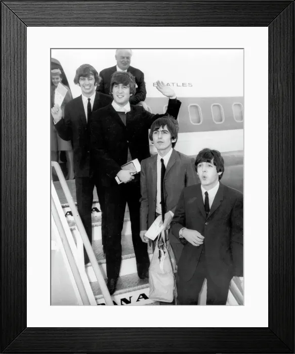 Framed Print : Beatles Disembarking From A Plane Framed Print : Beatles Disembarking From A Plane