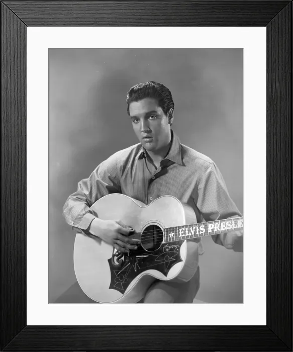 Framed Print : Elvis Presley portrait with an acoustic guitar Framed Print : Elvis Presley portrait with an acoustic guitar