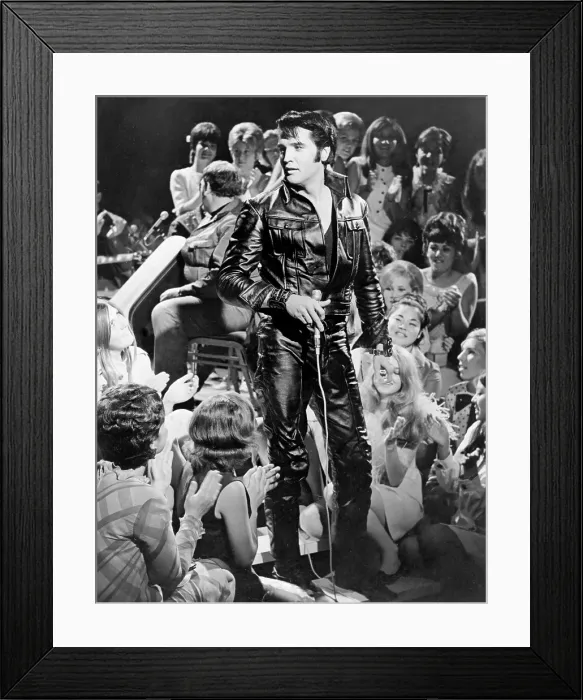 Framed Print : Rock and roll musician Elvis Presley performing