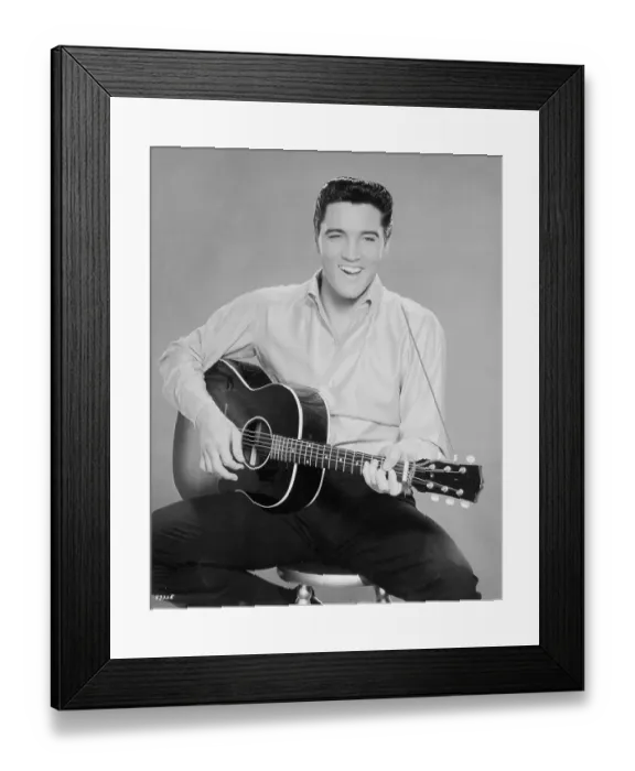 Framed Print : Elvis Presley portrait with acoustic guitar Framed Print : Elvis Presley portrait with acoustic guitar