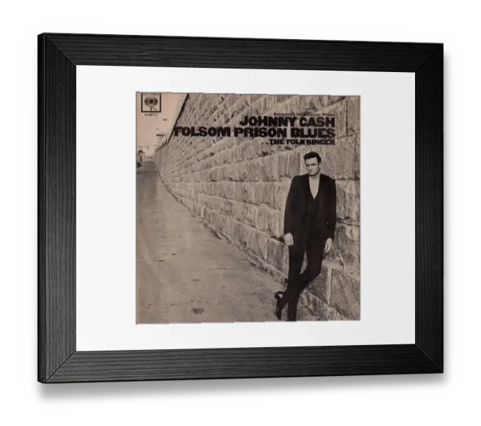 Framed Print : Johnny Cash Folsom Prison Blues 7 inch Album Cover Framed Print : Johnny Cash Folsom Prison Blues 7 inch Album Cover