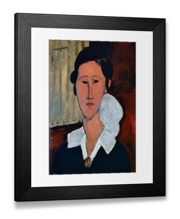 Framed Print : Lady of the Collarette. Portrait of Hanka Zborowska (Signora dal collaretto. Ritratto di Hanka Zborowska), by Amedeo Modigliani, 1917, 20th Century, oil on canvas, 55 x 38 cm Framed Print : Lady of the Collarette. Portrait of Hanka Zborowska (Signora dal collaretto. Ritratto di Hanka Zborowska), by Amedeo Modigliani, 1917, 20th Century, oil on canvas, 55 x 38 cm