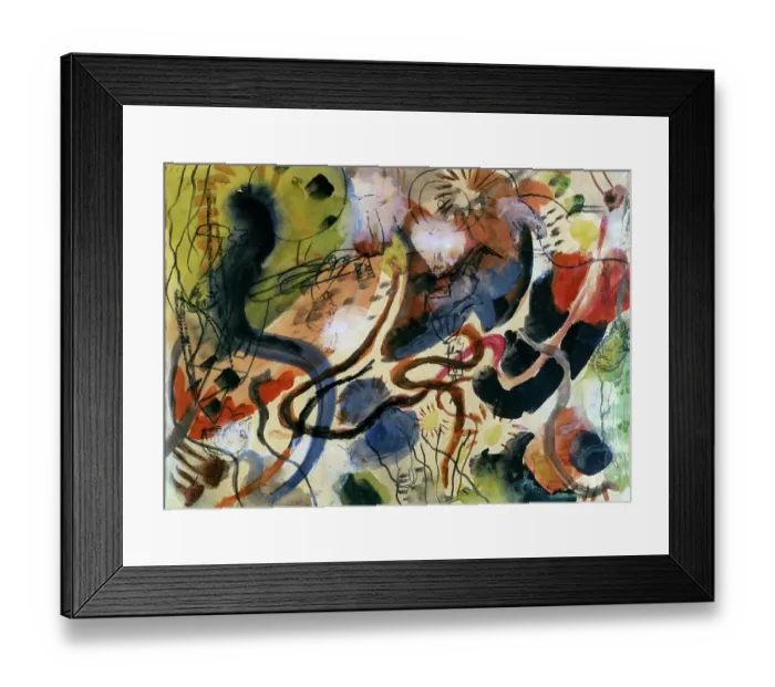 Framed Print : Parody of the Blue Knight (Persiflage auf den Blauen Reiter), by August Macke, 1913, 20th Century, canvas Framed Print : Parody of the Blue Knight (Persiflage auf den Blauen Reiter), by August Macke, 1913, 20th Century, canvas