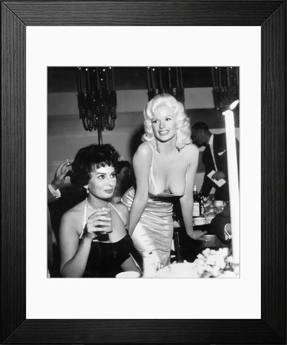 Framed Print : Jayne Mansfield & Sophia Loren In A Predicament Framed Print : Jayne Mansfield & Sophia Loren In A Predicament