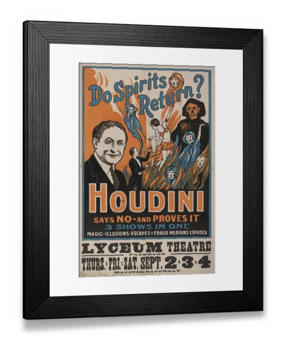 Framed Print : Poster for Harry Houdini Show at Lyceum Thatre