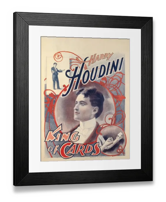 Framed Print : Harry Houdini King of Cards Poster