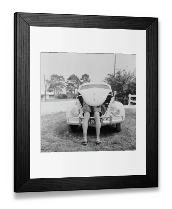 Framed Print : VW Beetle. A man reaches into the trunk of a Volkswagen Beetle, November 1962 Framed Print : VW Beetle. A man reaches into the trunk of a Volkswagen Beetle, November 1962