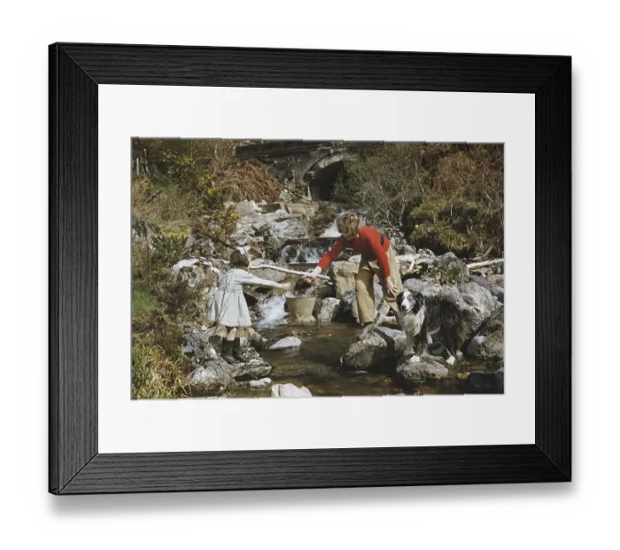 Framed Print : Girls At Stream Framed Print : Girls At Stream