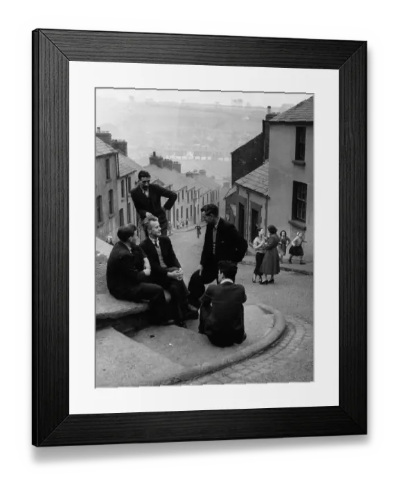 Framed Print : Derry Men. 17th December 1955: A group of Irish men sit around chatting Framed Print : Derry Men. 17th December 1955: A group of Irish men sit around chatting