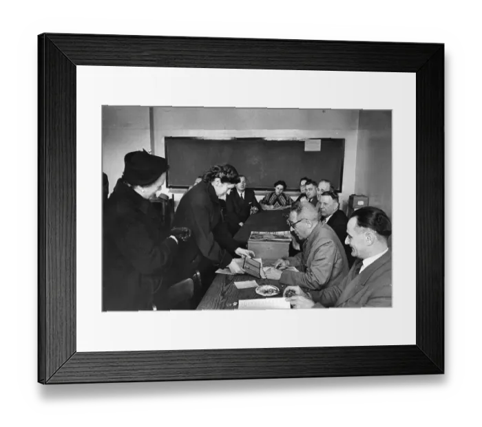 Framed Print : Voting. 12th November 1955: Voting taking place in the Saar region of Germany Framed Print : Voting. 12th November 1955: Voting taking place in the Saar region of Germany